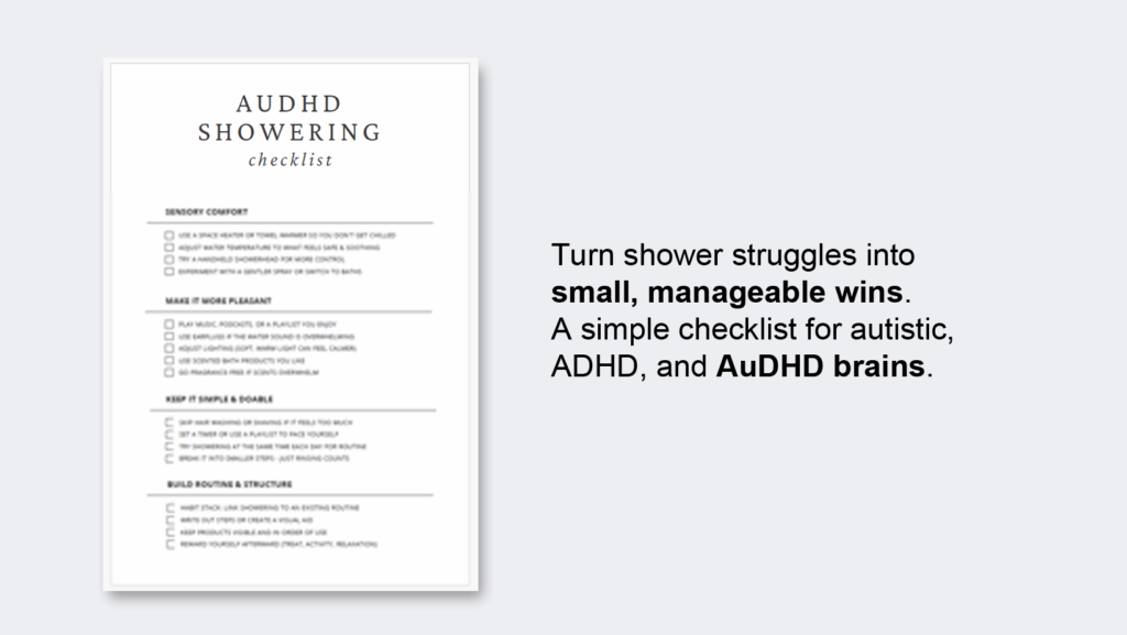 A preview of an AUDHD showering checklist